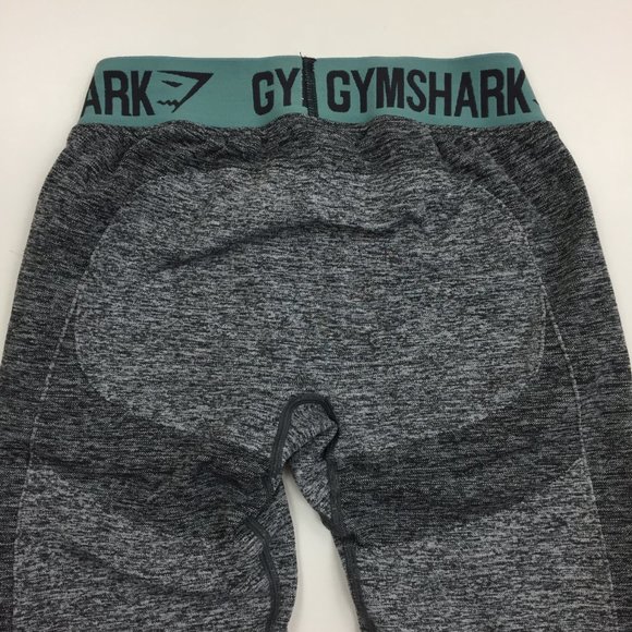 GYMSHARK Gray Charcoal Mint Green Logo Waist Butt Enhance Moisture Wick Leggings - Picture 7 of 9